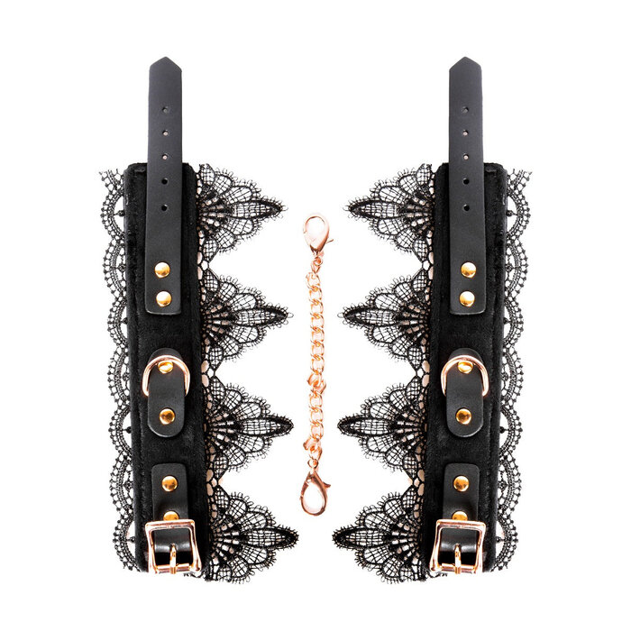 Velvet Handcuffs with Black Lace
