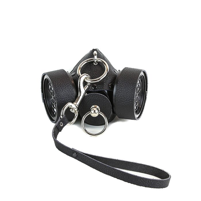 Black O Ring Cyber Mask With Leash