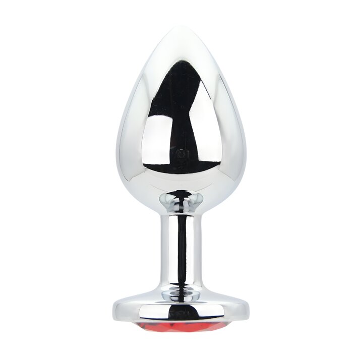 Toosh Silver Metal Butt Plug Large Red Stone