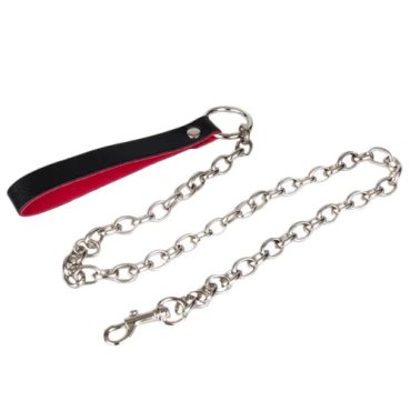 Follow Me Faux Leather Red Suede Chain Leash