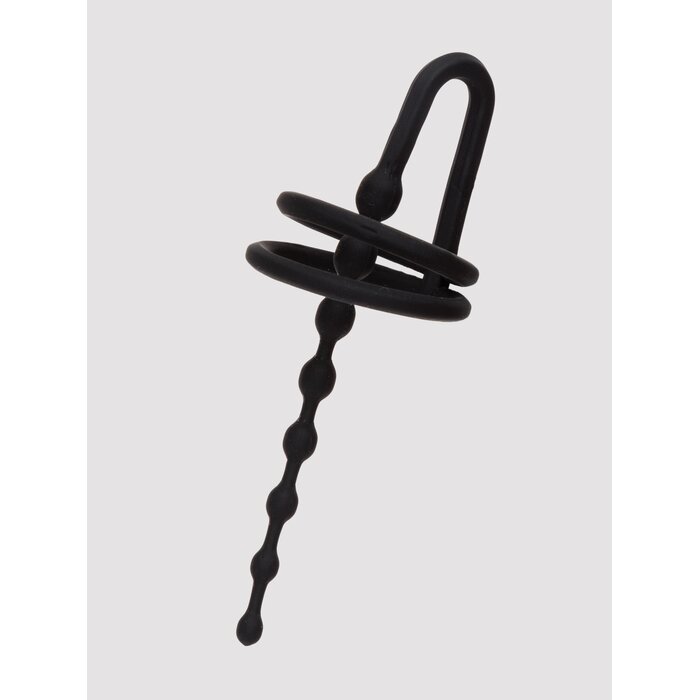 Urethral Plug With Glans Straps - Black