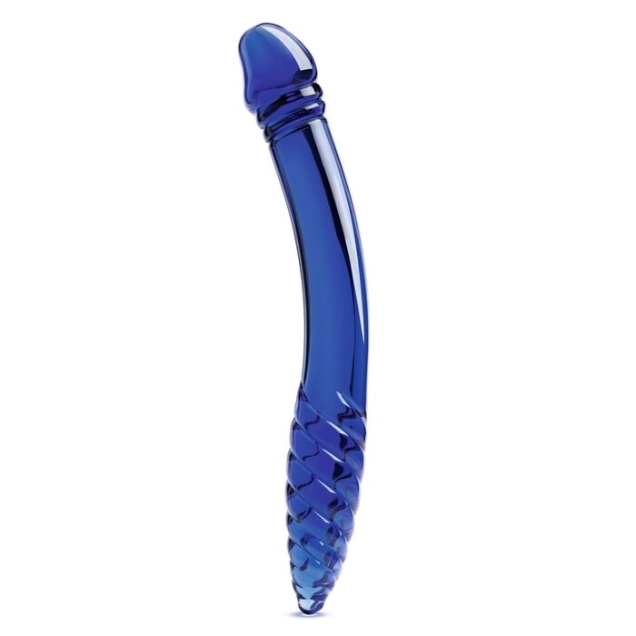 11" Double-Sided Ribbed Glass Dildo