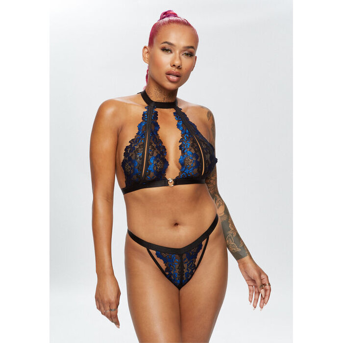 Ann Summers Apollo Crotchless Set, Black/Blue