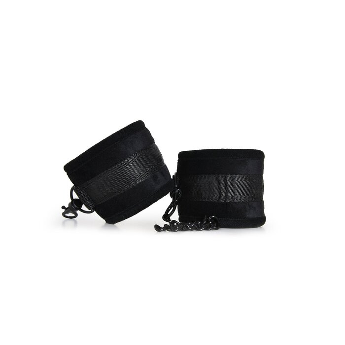 Black Velvet Ankle Cuffs With Detachable Chain