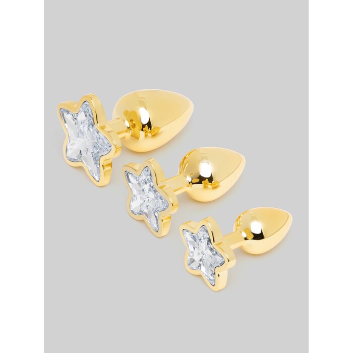 Lovehoney Star Power Jewelled Metal Butt Plug Set (3 Piece) - Gold
