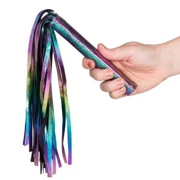 Shiny B!tch Holographic Faux Leather Flogger - 9.5 Inch