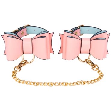 Bow To Me Pink PU Ankle Cuffs
