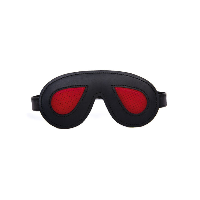 Black & Red Padded Leather Blindfold - One Size
