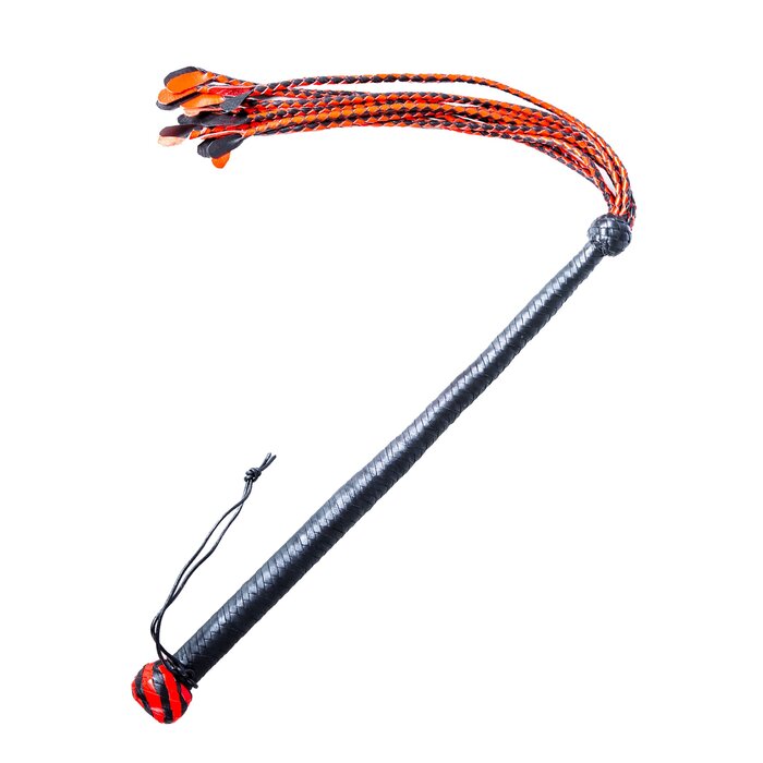 Leather 9 Tail Flogger Black/Red