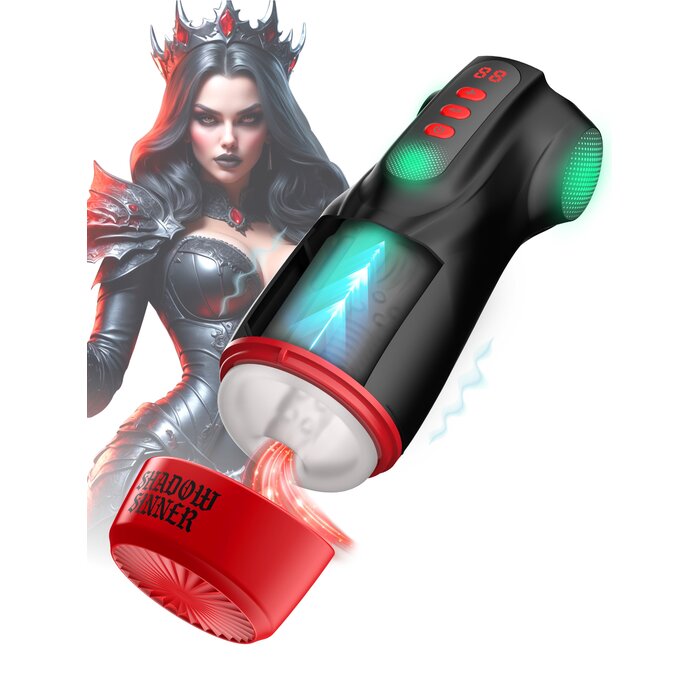 Raven Shadow Sinner Suction and Lighting Vibration Virtual Reality Masturbator - Black