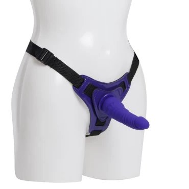 Up For It Ribbed Purple Strap-On Dildo Harness – 6 Inch