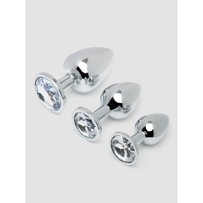 Lovehoney Jewelled Metal Butt Plug Set (3 Piece) - Silver