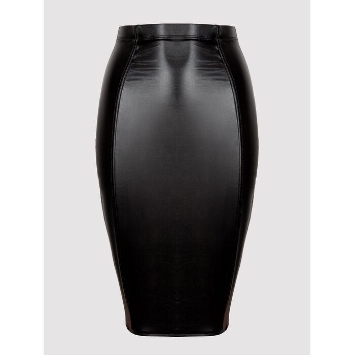 Lovehoney Plus Size Fierce Black Leather-Look Skirt - 1X / 2X - Black