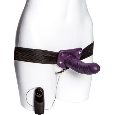 Sonic Sapphire Unisex Remote Vibrating Strap-On Dildo - 7 Inch
