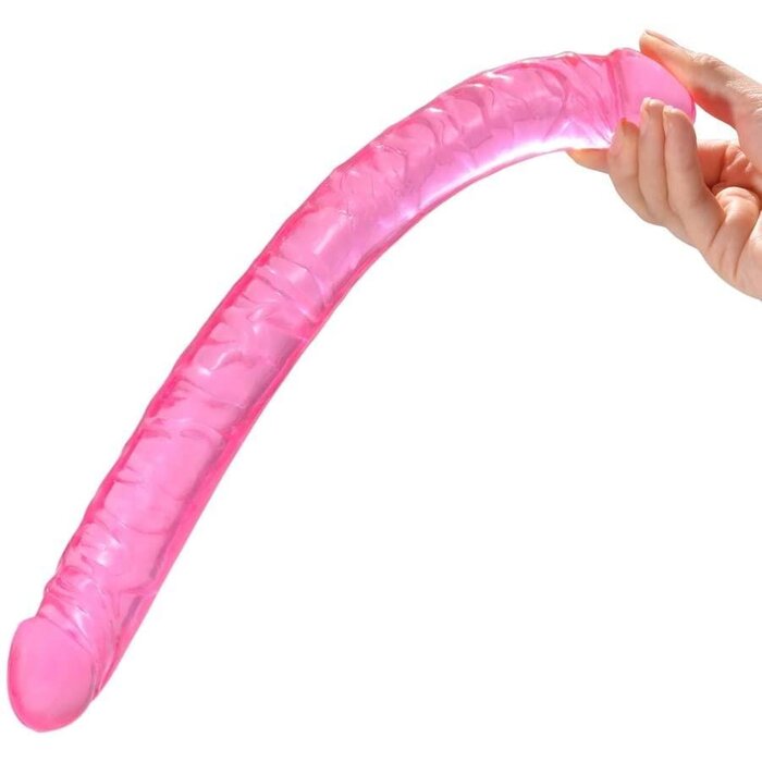 Spanksy 18" Hypoallergenic Double Ended Dildo in Pink for Versatile Pleasure