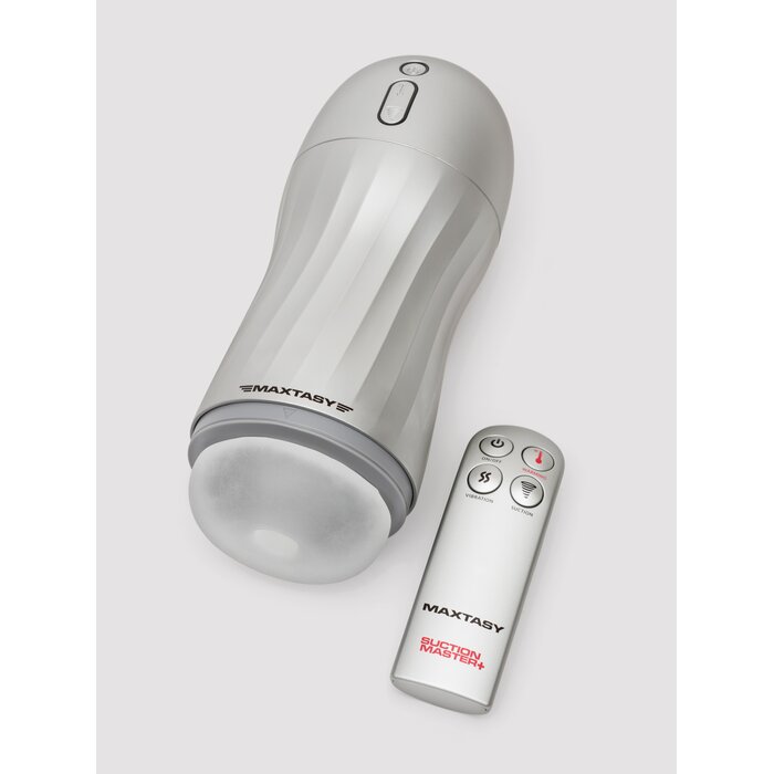 MAXTASY Suction Vibration & Warming Remote Control Male Masturbator - Silver