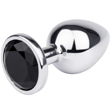 Bejewelled Black Metal Butt Plug - LARGE