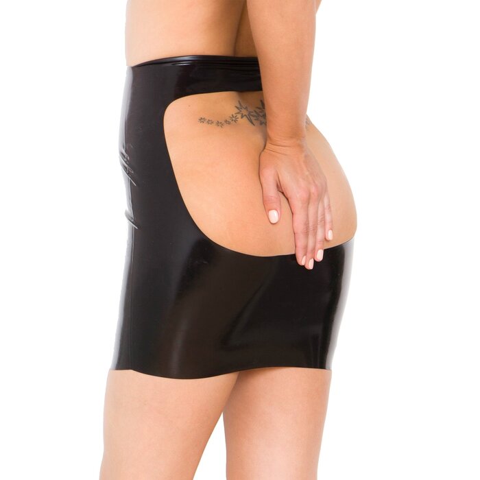 Seamless Rubber Spanking Skirt in Black