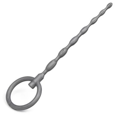 Soundwave Silver Silicone Rippled Urethral Plug - 13.5cm