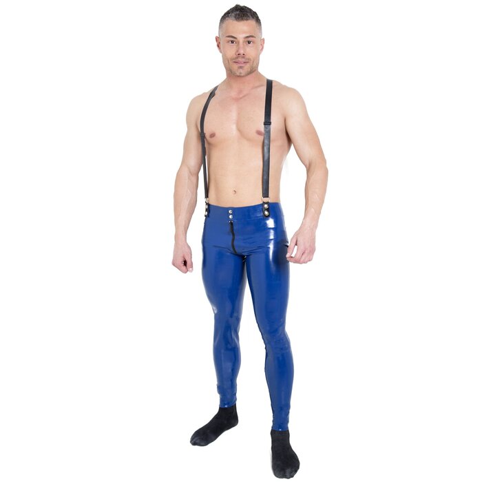Skinny Latex Jeans with Braces M