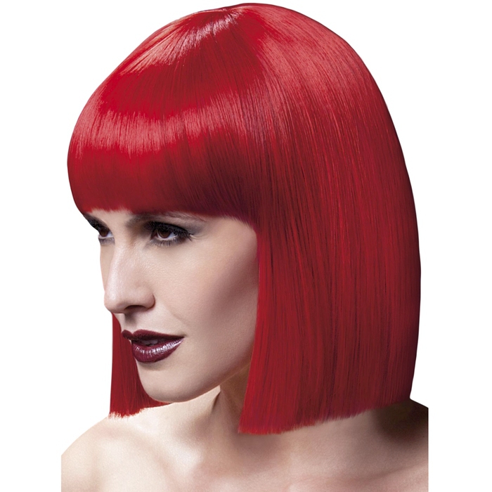 Fever Red Blunt Cut Bob Wig with Fringe