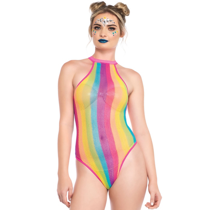 Leg Avenue Rainbow Stripe Net Racerback Body