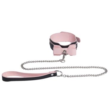 Good Girl Black & Pink Contrast Bow Collar & Leash