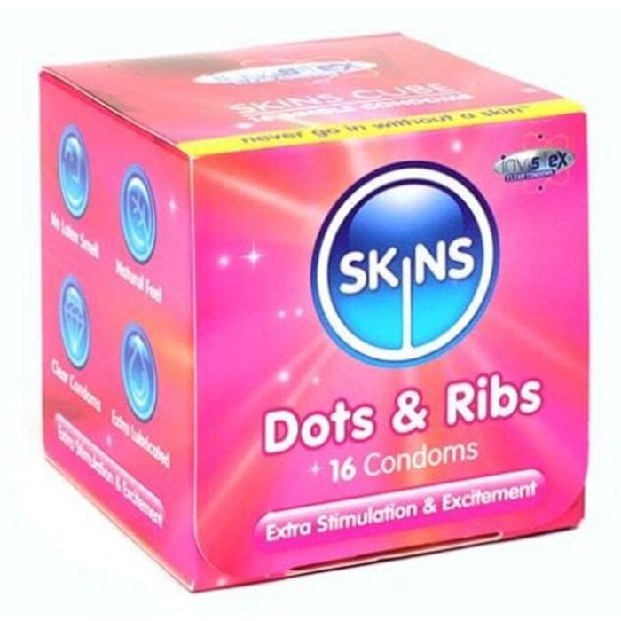 Skins Condoms Dots & Ribs Cube 16 Pack