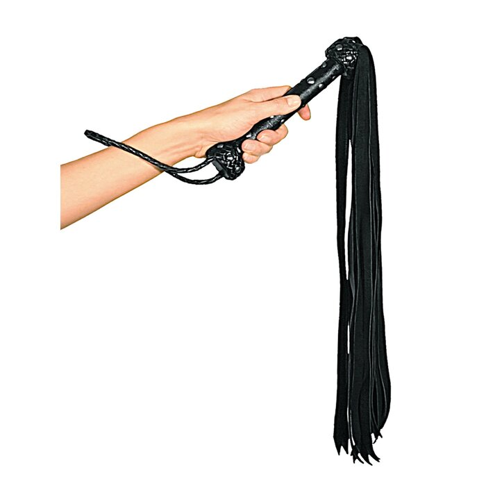 Leather Flogger with Metal Studded Handle