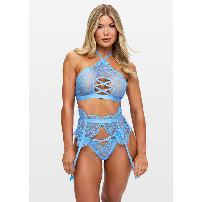 Ann Summers Lyra 3pc Crotchless Set, Light Blue