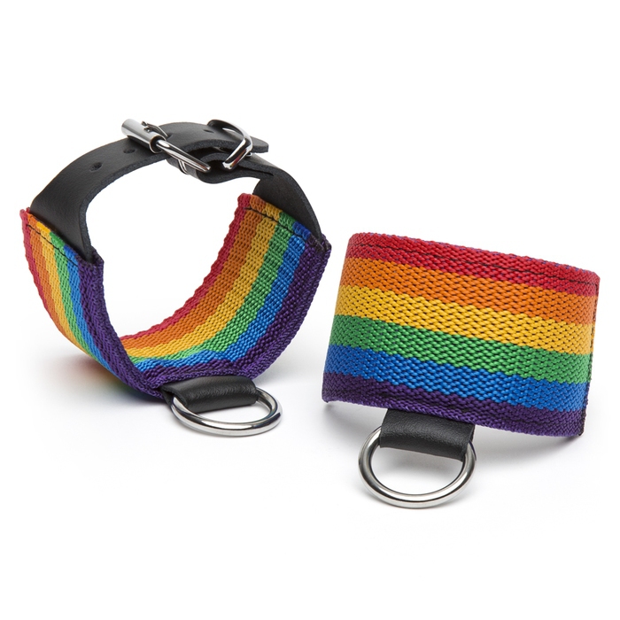 Bondage Boutique Rainbow and Leather Wrist Cuffs