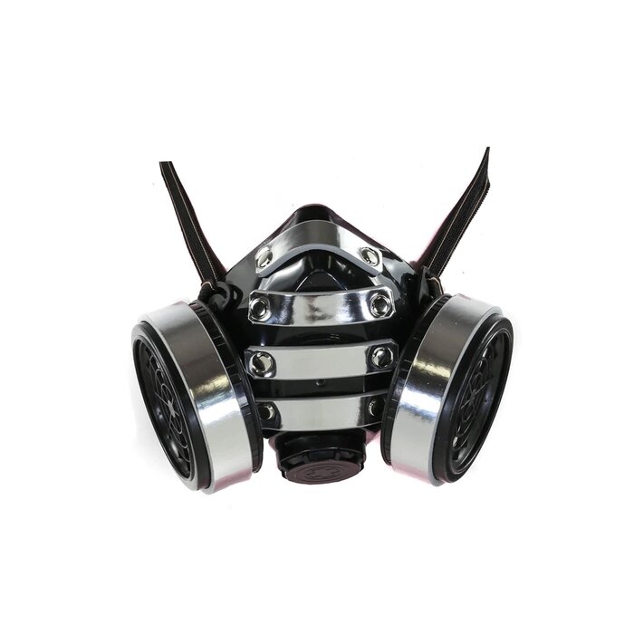 Silver Strapped Cyber Mask With Yellow Filter