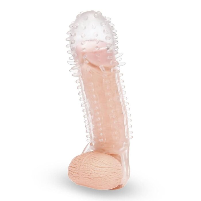 Size Up 1.5" See-Thru Textured Penis Extender with Ball Loop