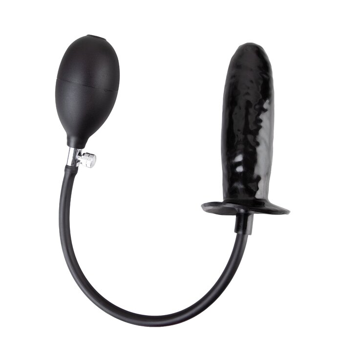 Pump-Up Black Rubber Dildo
