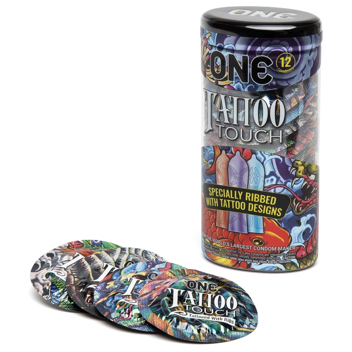 ONE Tattoo Touch Ribbed Condoms (12 Pack)