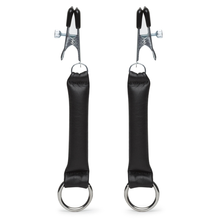 DOMINIX Deluxe Weighted Leather Nipple Clamps 80g