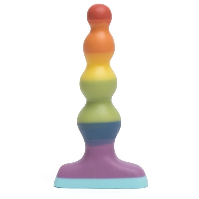 BS Bobo Rainbow Beaded Silicone Butt Plug 4 Inch