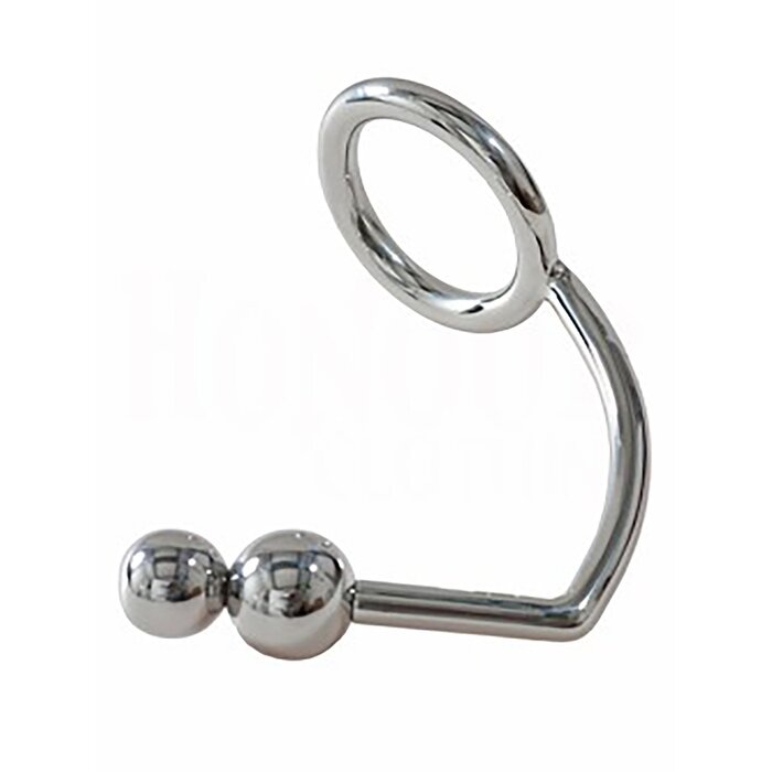 Metal Cock Ring with Dual Ball Anal Probe