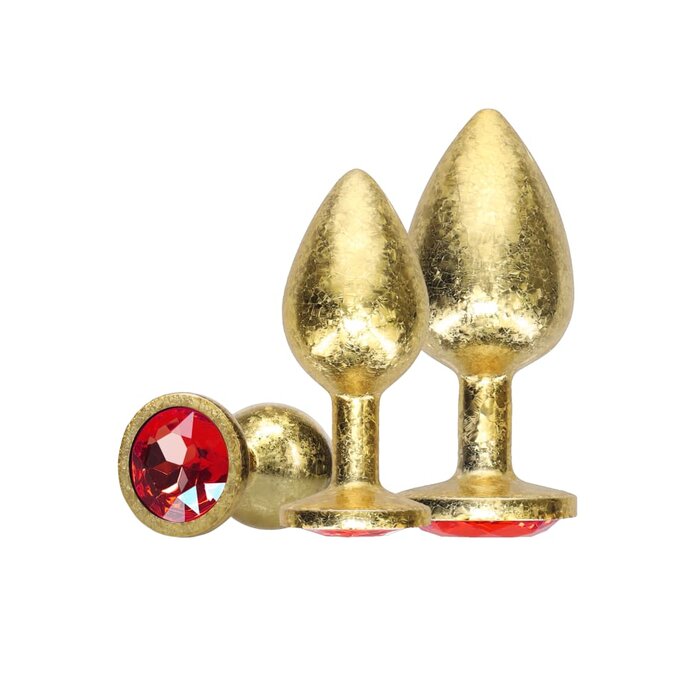 Ouch! Luxury Gold Jewelled Butt Plug Set (3 Piece) - Gold
