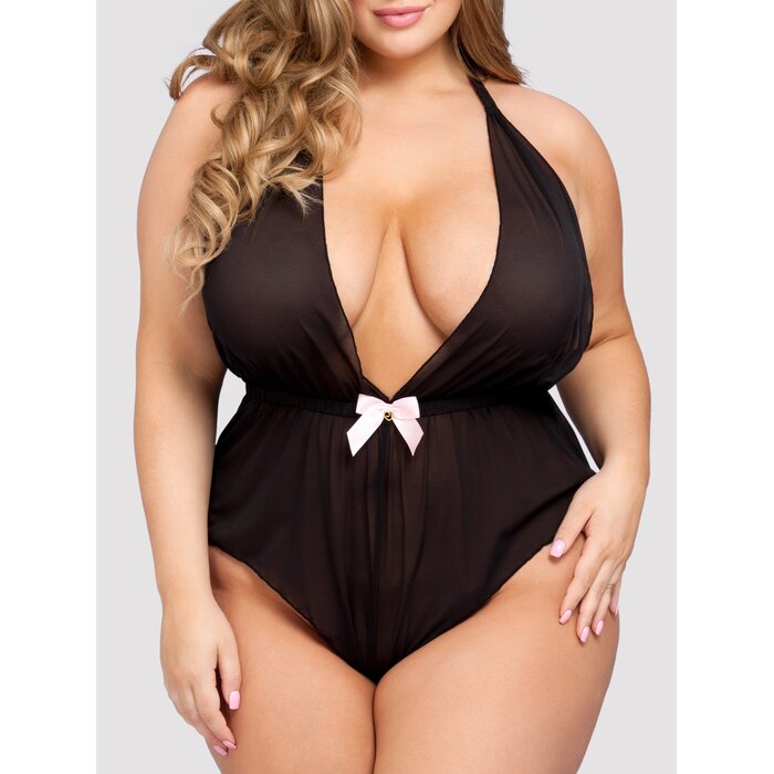 Lovehoney Plus Size Barely There Sheer Teddy - One Size Queen - Black