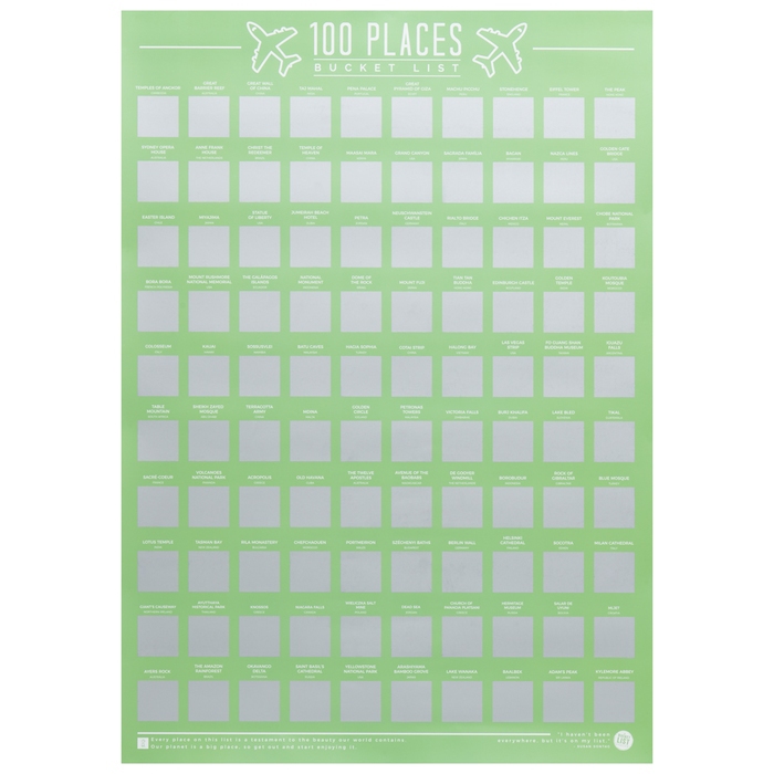 100 Places Scratch Off Bucket List Poster