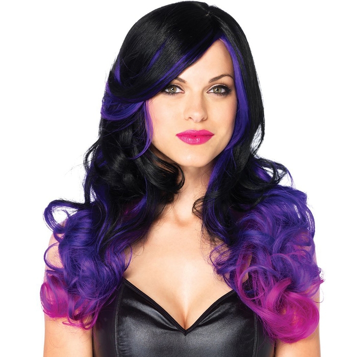 Leg Avenue Allure Long Wavy Black and Purple Ombre Wig