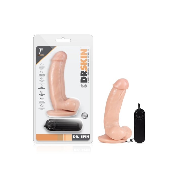 Dr. Skin - Dr. Spin - Gyrating Realistic Dildo - 7" - Vanilla