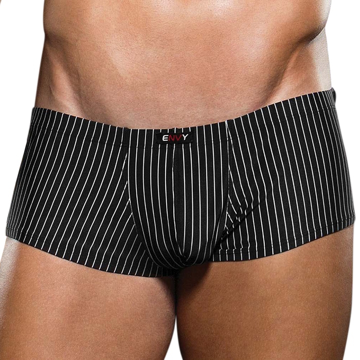 Envy Black Microfibre Pinstripe Boxer Briefs