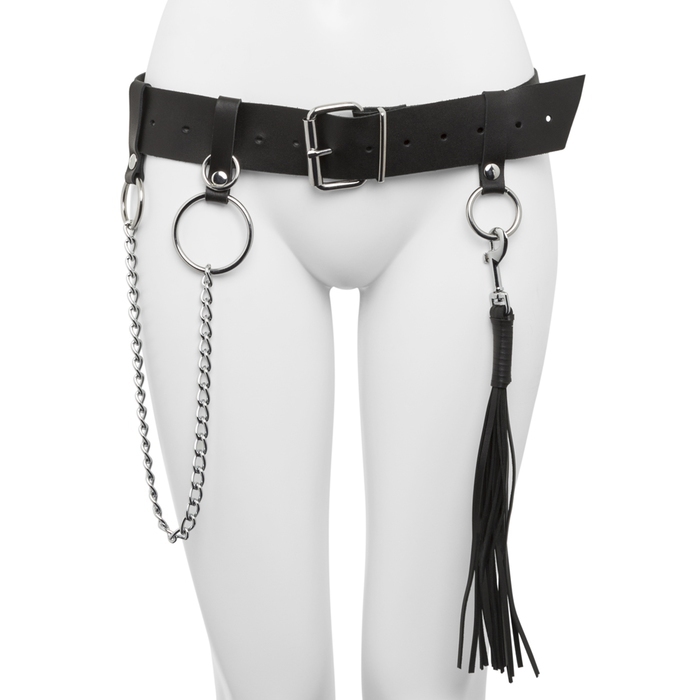 DOMINIX Deluxe Leather Belt with Detachable Flogger S/M