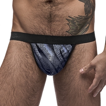 Male Power Blue Snakeskin Thong