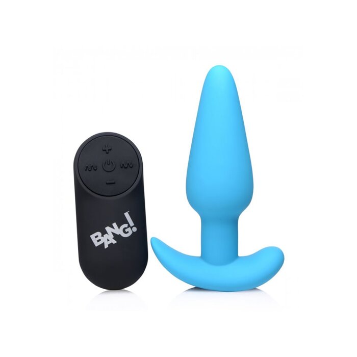 Remote Control 21X Vibrating Silicone Butt Plug - Blue