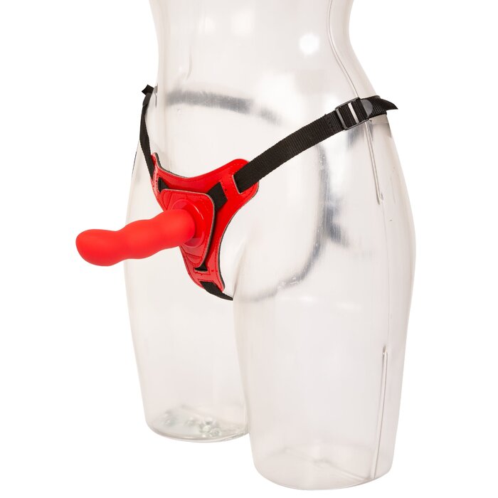 Red Textured Strap-On Harness Set - One Size