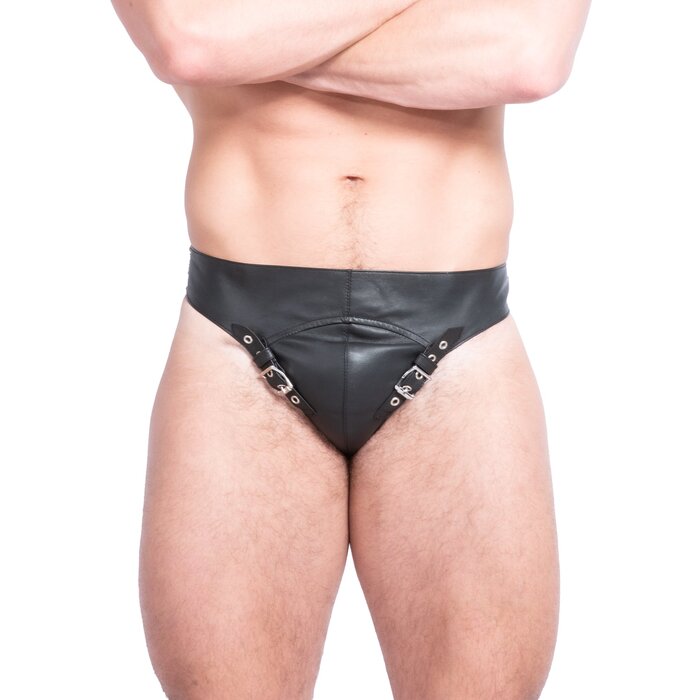 Double Buckle Leather Jockstrap - One Size
