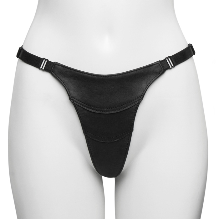 Black Leather Adjustable Thong